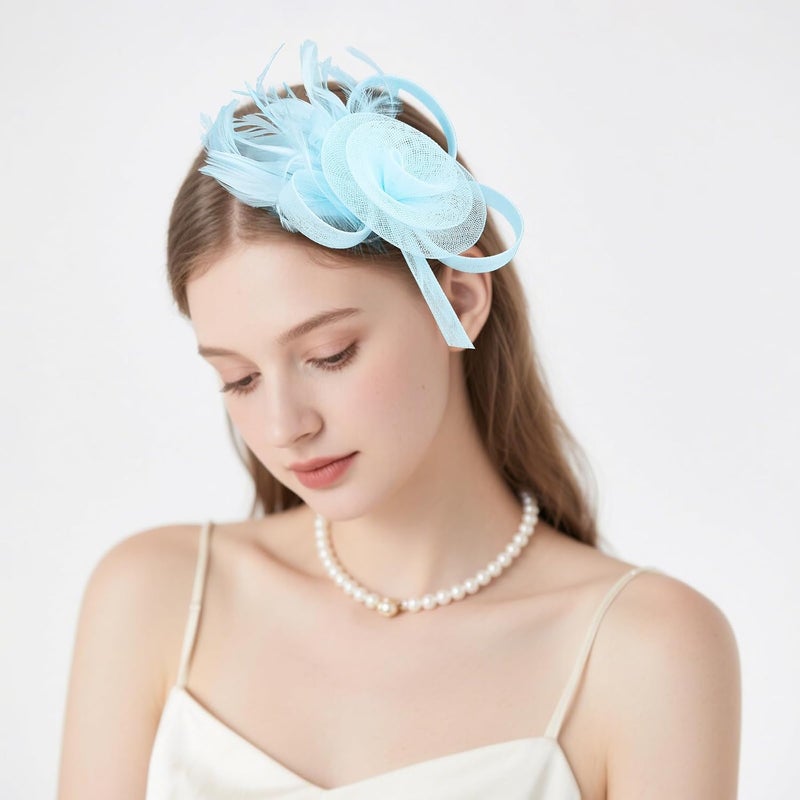 AMCAMI Fascinators Hats with Feather for Women 2025 Derby Hats Small Tea Party Hat with Headband - Image 5